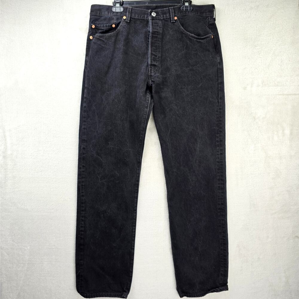 Vintage Levis 501 Jeans Mens 38x36 (Fits 37x33.5) Black Denim Y2K 2003 Marble